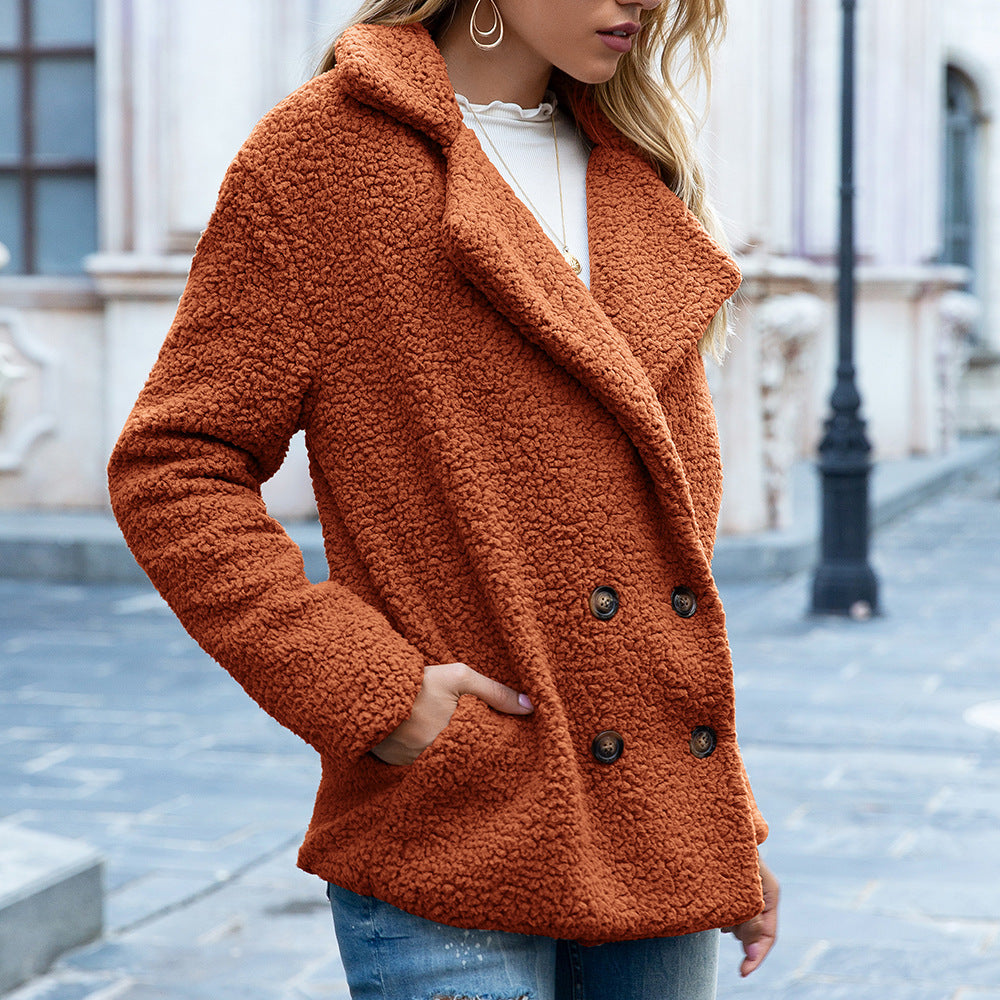 Loose Lapel Fluffy Coat – Cozy Winter Outwear