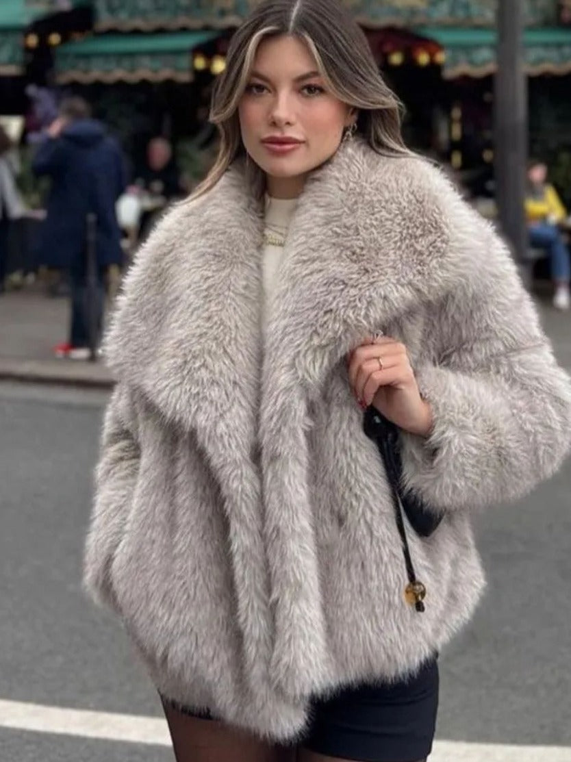 Winter Plush Fluffy Lapel Jacket