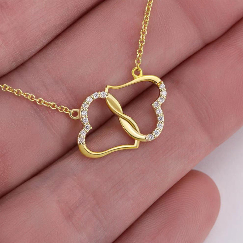 Zircon Heart Necklace with Rhinestone