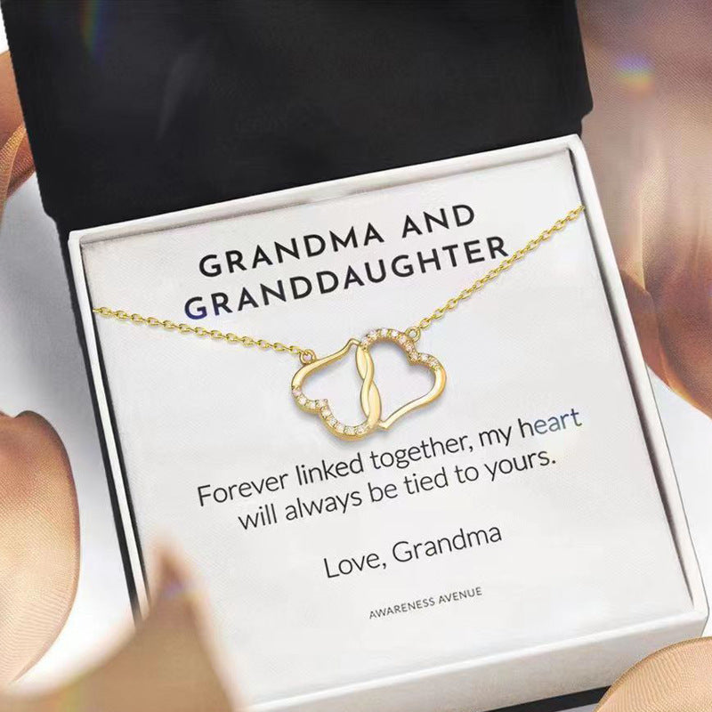 Zircon Heart Necklace with Rhinestone