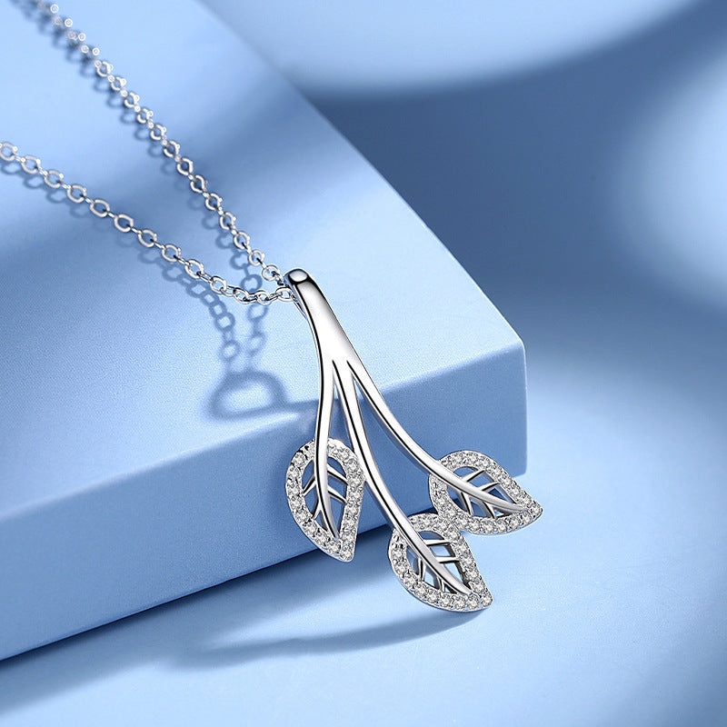 Sterling Silver Long Leaf Pendant