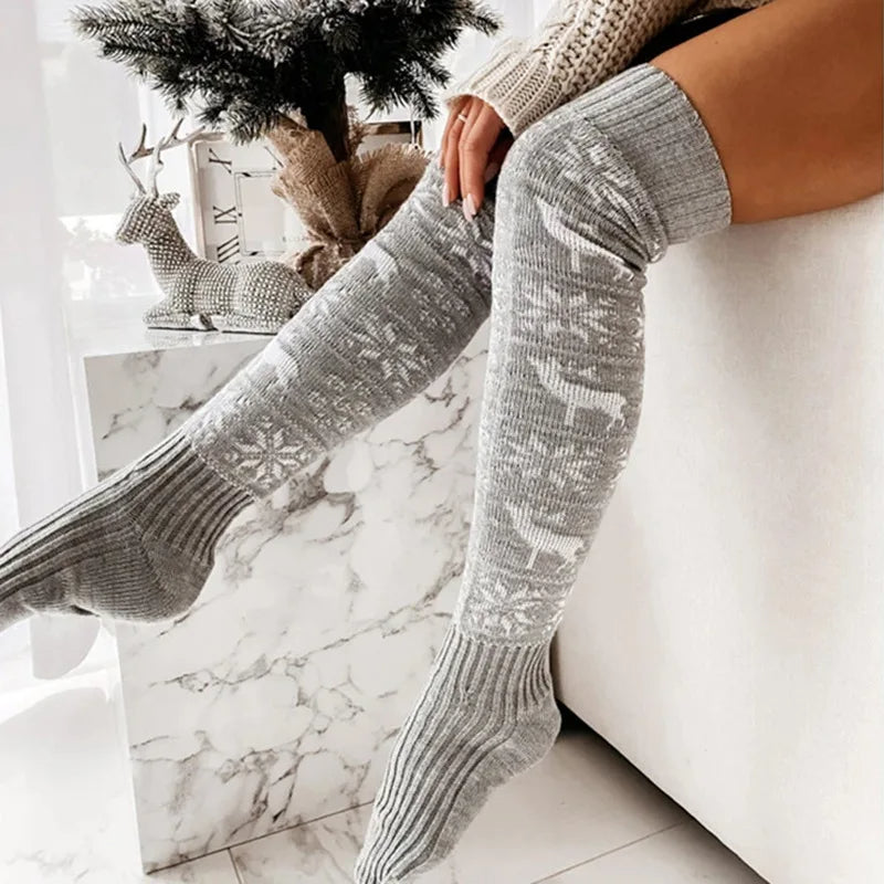 Warm Knitted Women Stocking Over-the-knee Free Size