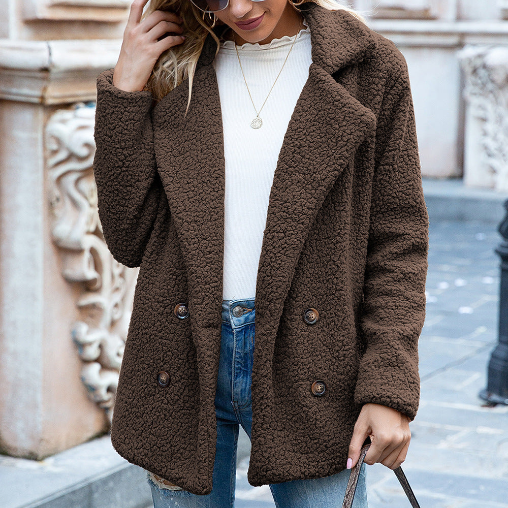 Loose Lapel Fluffy Coat – Cozy Winter Outwear
