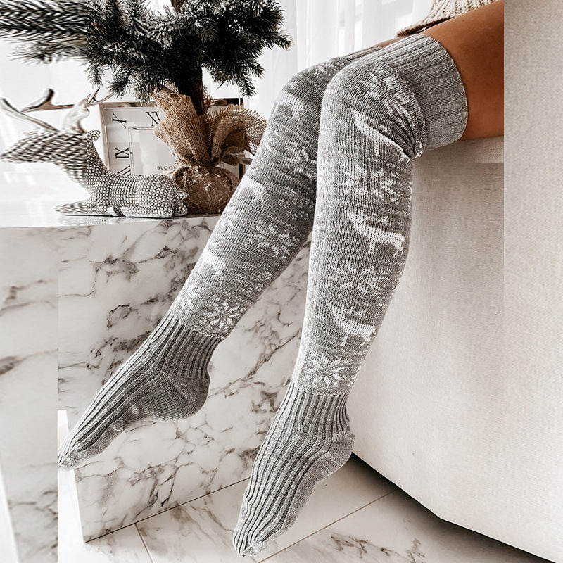 Warm Knitted Women Stocking Over-the-knee Free Size