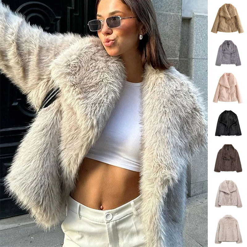 Winter Plush Fluffy Lapel Jacket