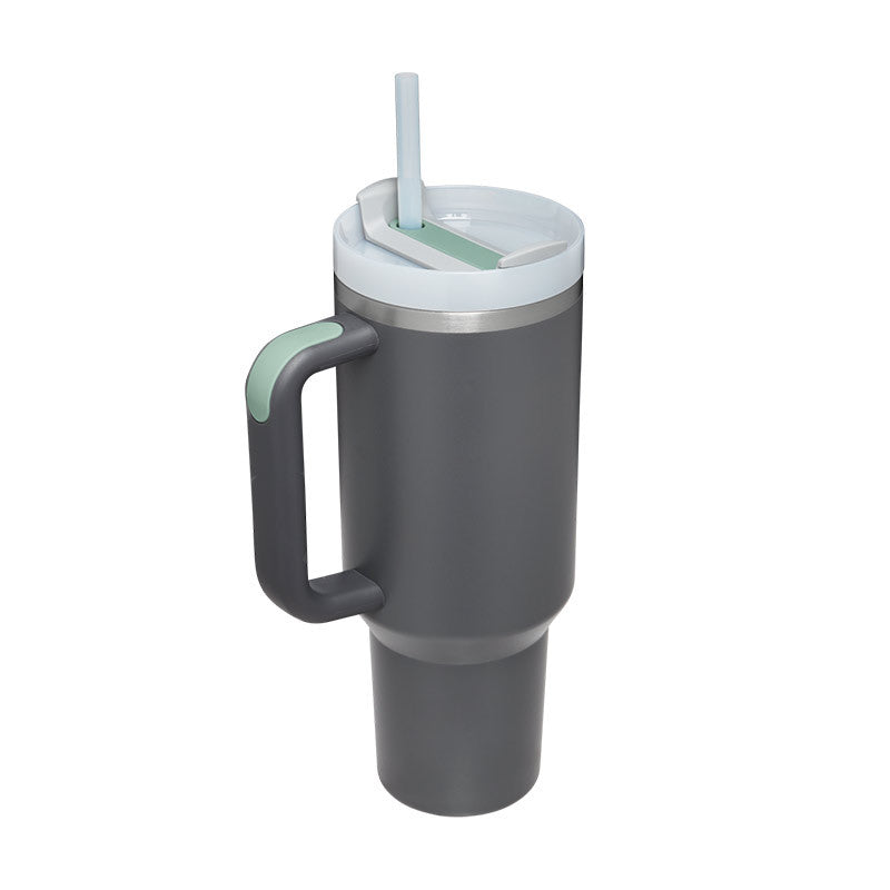 Stainless Steel Tumbler With Handle Straw Insulated