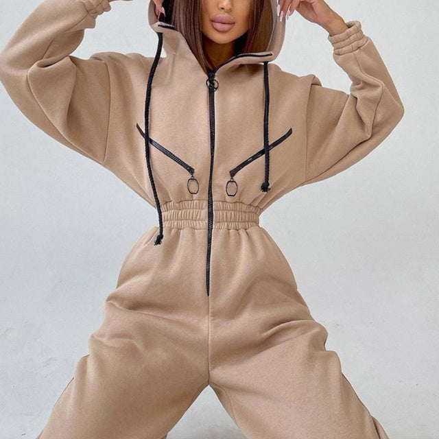 Women Hoodie Two Piece Sets ~ Zipper Drawstring