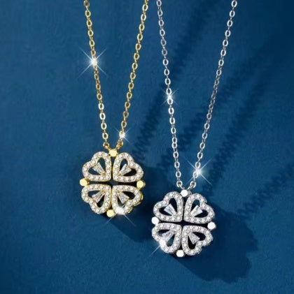 Flower Leaf Clower Hearts Necklace