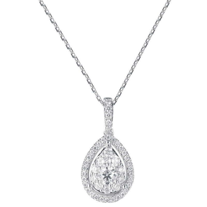 Silver Pendant Clover Diamond Necklace