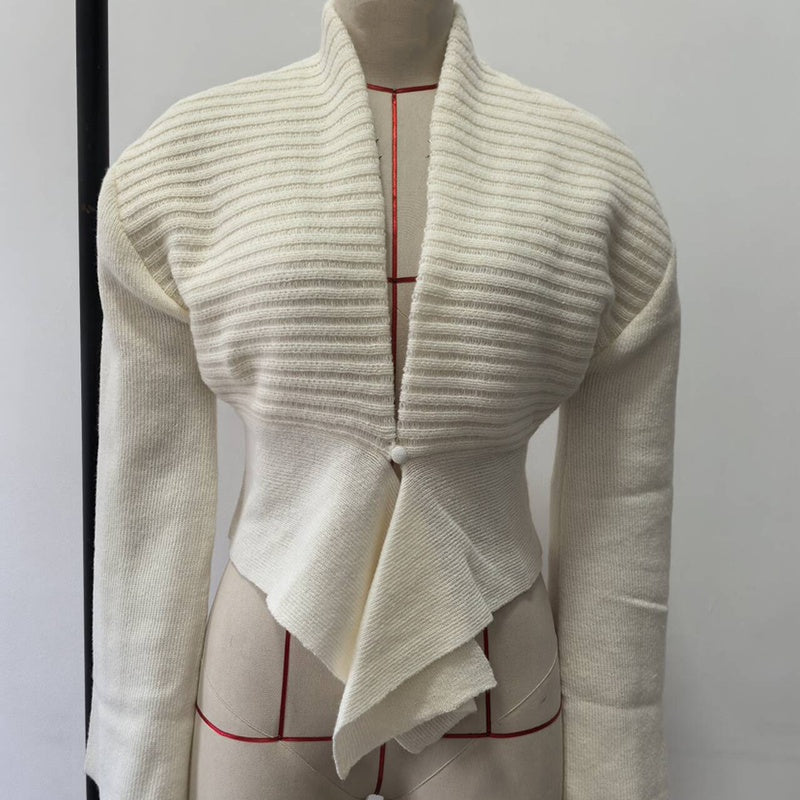 Elegant Cardigan Sweater With Knitted Long Sleeve