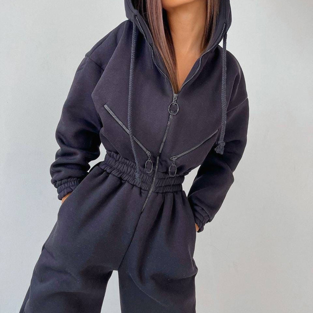 Women Hoodie Two Piece Sets ~ Zipper Drawstring