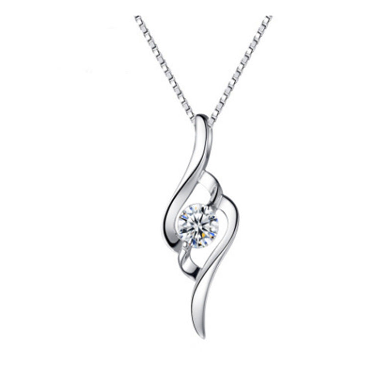 Silver Pendant Clover Diamond Necklace