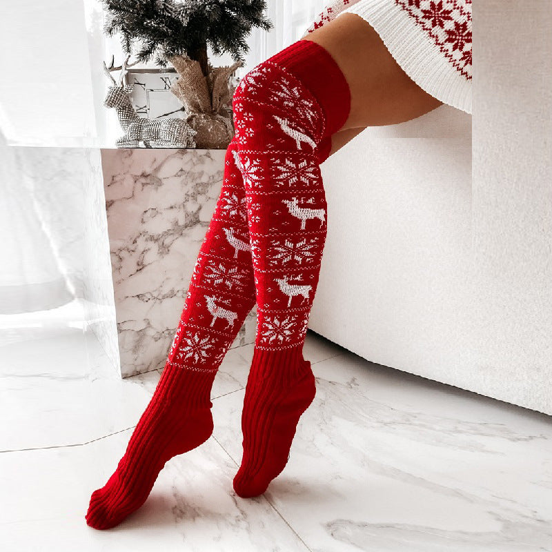 Warm Knitted Women Stocking Over-the-knee Free Size