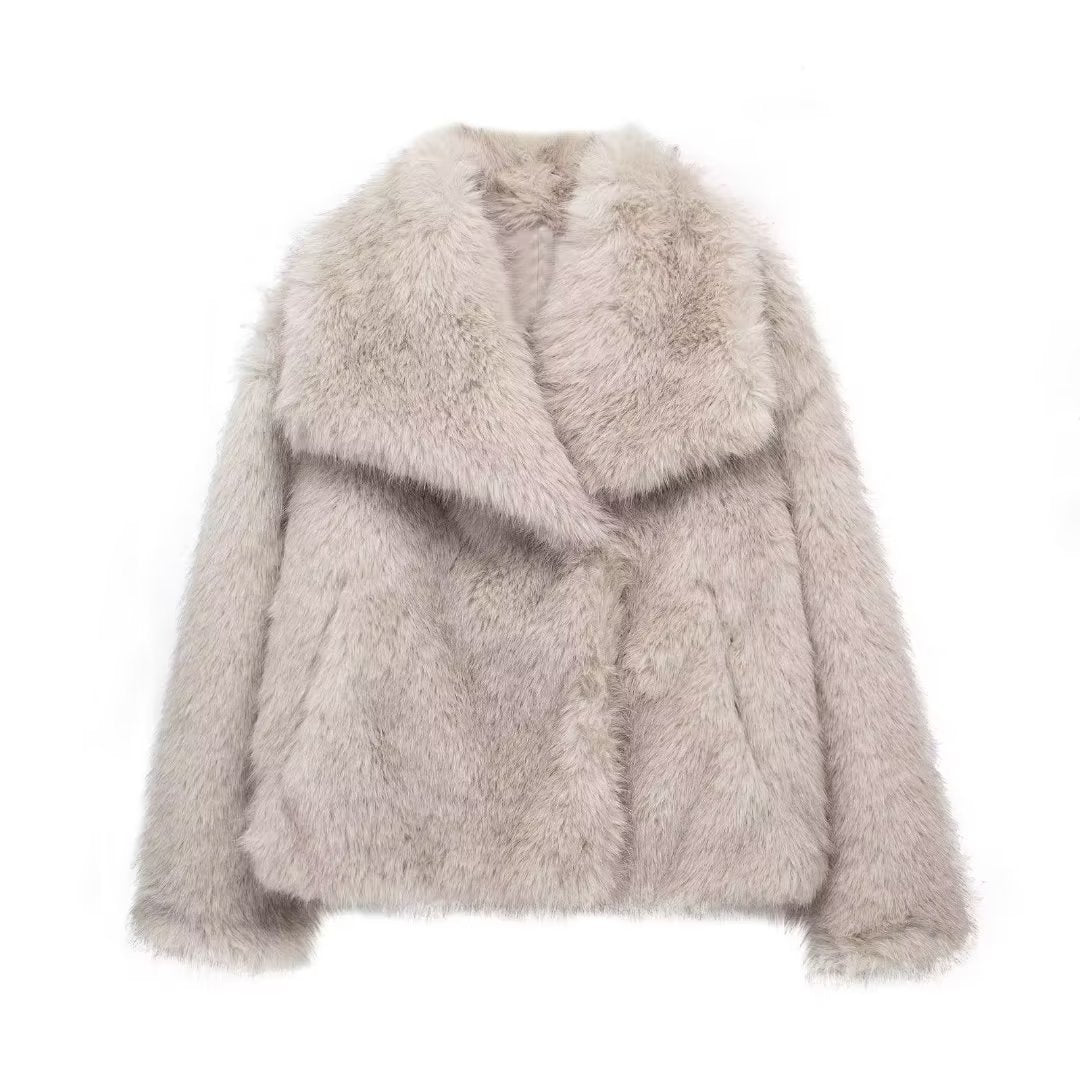 Winter Plush Fluffy Lapel Jacket