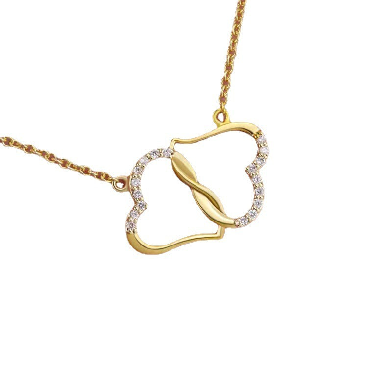 Zircon Heart Necklace with Rhinestone