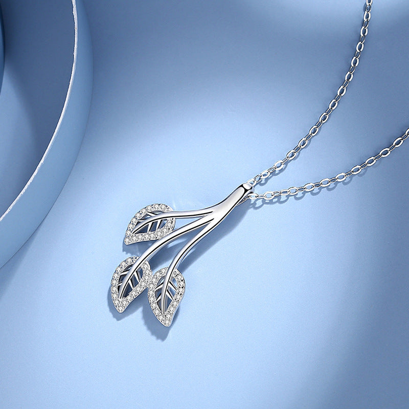 Sterling Silver Long Leaf Pendant